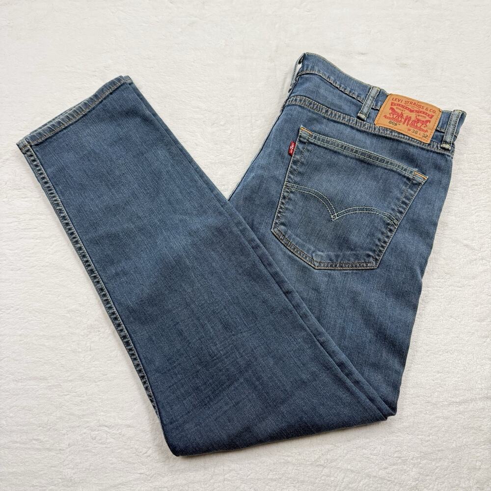 Levi Strauss Signature Mens Dark Wash Boot Cut Denim Jeans Size 38x32